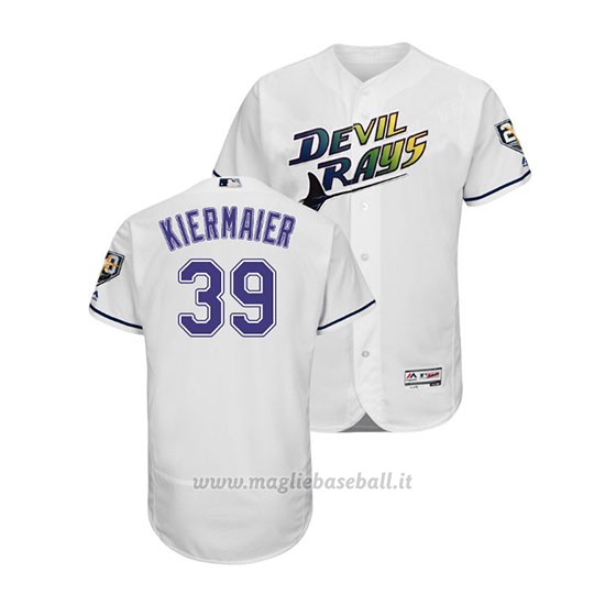 Maglia Baseball Uomo Tampa Bay Rays Kevin Kiermaier Throwback 1998 Bianco